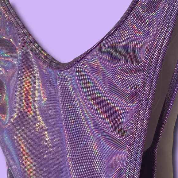 Roma Costume Lowcut Side Romper Holographic Purple - Picture 3 of 6